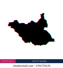 Mapa de Sudán del Sur en estilo multicolor en la plantilla de diseño de vectores fronterizos