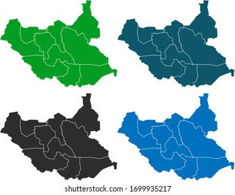 map of south Sudan. original map.variety of colors on white background. Vector illustration eps 10.