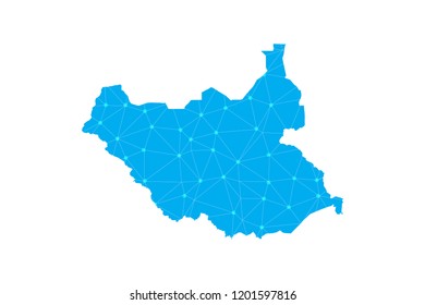 Map of south Sudan from Polygonal wire frame low poly mesh,south Sudan map Vector Illustration EPS10.