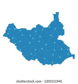 Map of south Sudan from Polygonal wire frame low poly mesh,south Sudan map Vector Illustration EPS10.