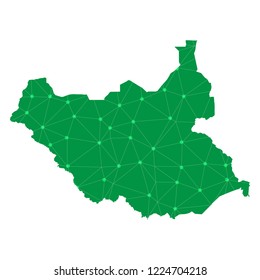 Map of south Sudan from Polygonal wire frame low poly mesh,south Sudan map Vector Illustration EPS10.