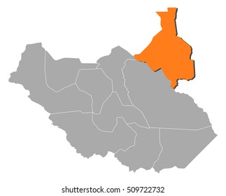 Map - South Sudan, Upper Nile
