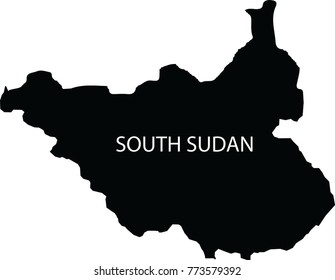 Map of South Sudan vector black on white background
