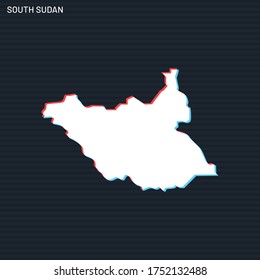 Map of South Sudan Vector Design Template On Dark Background.