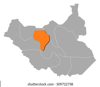 Map - South Sudan, Warrap