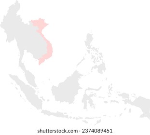 Map of South-East Asia ASEAN With Vietnam Highlighted