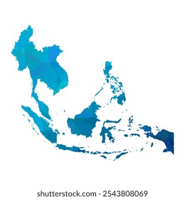 Map of Southeast Asia - Blue Polygonal Design For Your. Vector illustration eps 10.