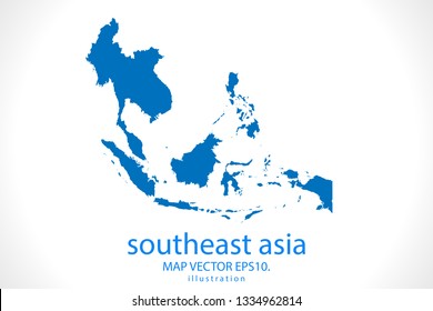 Map of southeast asia - High detailed blue map on white background. Abstract design vector illustration