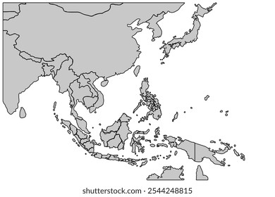 Map of Southeast Asia. isolated on white background.for website layouts,background,education, precise,customizable,Travel worldwide,map silhouette backdrop,earth geography, political,reports.