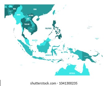 東南アジアの地図 青緑色の影のベクター画像地図 のベクター画像素材 ロイヤリティフリー