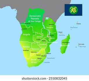 Map of the Southern African Development Community (SADC). Vector illustration