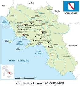 Map of the southern Italian region of Campania 