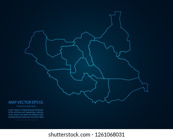 Map of southSudan,Abstract mash line and point scales on dark background for your web site design map logo, app, ui,Travel. Vector illustration eps 10.