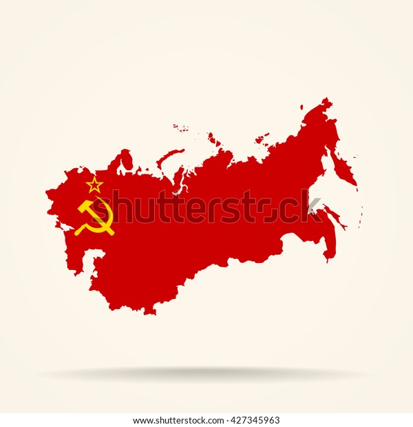 ソ連国旗の色で表されたソ連の地図 のベクター画像素材 ロイヤリティフリー