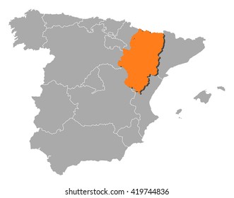 Map - Spain, Aragon