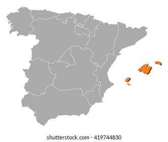 Map - Spain, Balearic Islands