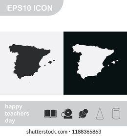 Map of Spain black and white vector icon.