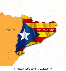 Map of Spain and Catalonia. Region of Catalonia. The referendum on the independence of Catalonia in Spain. Vector Illustration