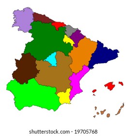 map of Spain colored vector illustration