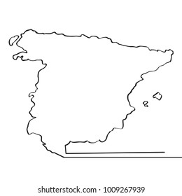 Map of Spain. Continous line