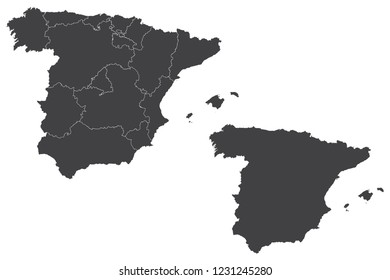 Map - Spain Couple Set , Map of Spain,Vector illustration eps 10.