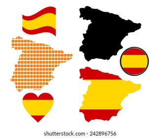 map of Spain in different colors on a white background