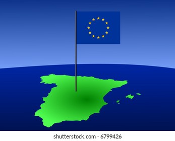mapa de la bandera de España y de la Unión Europea en el gráfico