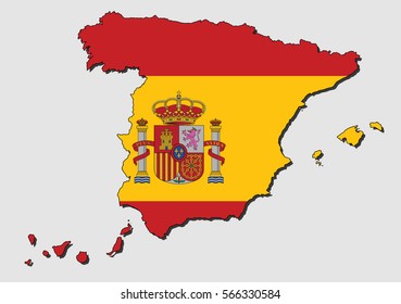 Map of Spain, Filled with the National Flag 
