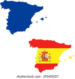 Map Of Spain With Flag