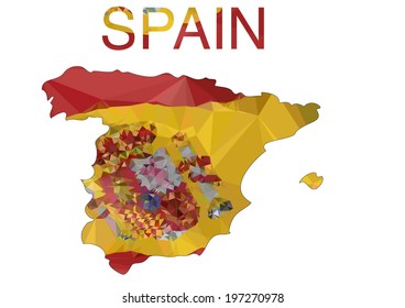 Map of Spain with flag colors. Vector illustration.