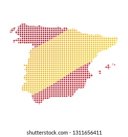 Map of Spain with flag. Pointillism style. Vector illustration design