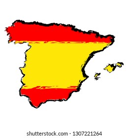 Map of Spain with flag. Sketch. Vector illustration design