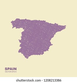 Map of Spain. Flat vector icon with scuffed effect