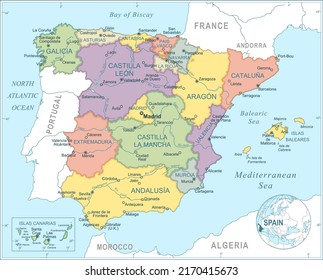 Map Spain Highly Detailed Vector Illustration Stock Vector (Royalty ...