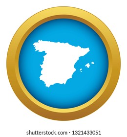 Map of Spain icon blue vector isolated on white background for any design