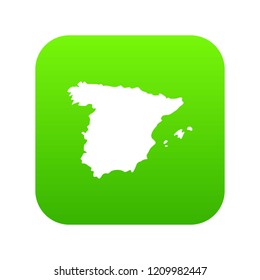 Map of Spain icon digital green for any design isolated on white vector illustration