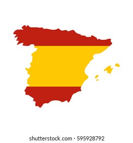 Map of Spain icon in flat style isolated on white background vector illustration