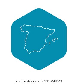 Map of Spain icon. Outline illustration of map of Spain vector icon for web