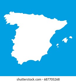 Map of Spain icon white isolated on blue background vector illustration