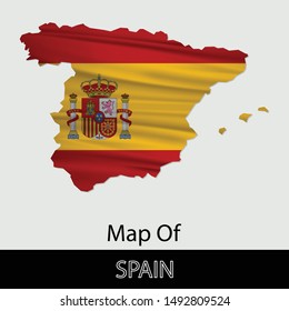 Map of Spain, isolated on gray background. Vector illustration