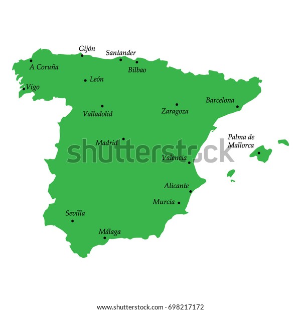 Map Spain Main Cities Stock Vector Royalty Free 698217172