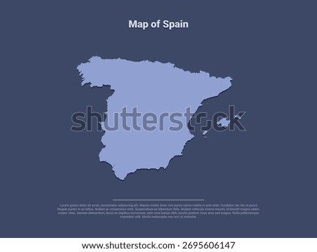  Map of Spain, minimalist vector silhouette in soft blue on dark background