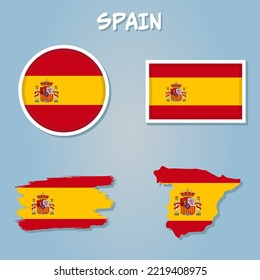 Mapa de España con bandera nacional aislada en fondo azul.
