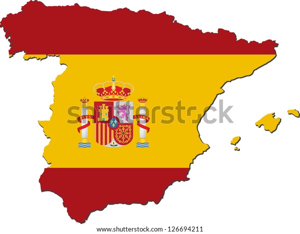 Map Spain National Flag Isolated On Stock Vector (Royalty Free) 126694211