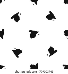 Map of Spain pattern repeat seamless in black color for any design. Vector geometric illustration