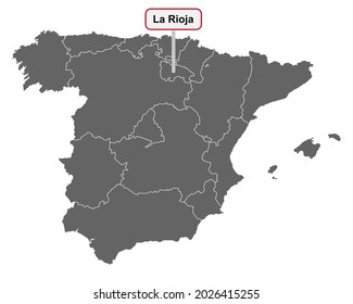 Map of Spain with place name sign of La Rioja