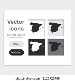 Map of Spain placed on web page template vector icon.