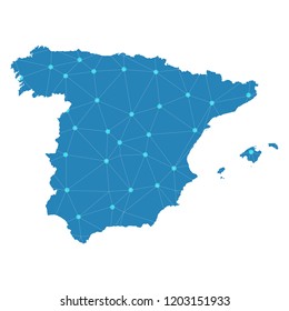 Map of Spain from Polygonal wire frame low poly mesh,Spain map Vector Illustration EPS10.