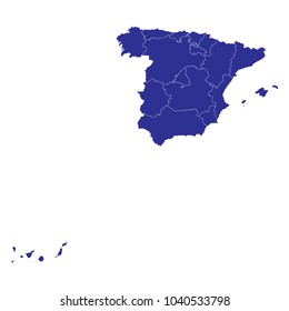 Map of Spain Provinces - Blue Geometric Rumpled Triangular , Polygonal Design For Your . Vector illustration eps 10. white background vector.