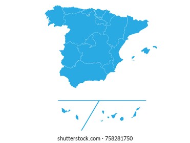 Map of spain Provinces. High detailed vector map - spain Provinces.